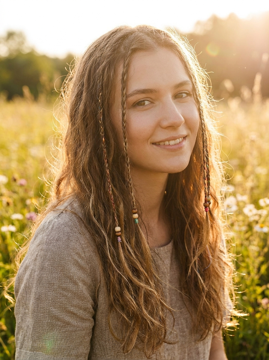 Mini Braids im offenen Haar als Festival Frisuren Inspiration 2026